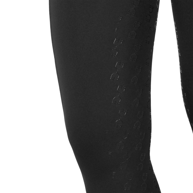 Equestro Leggings bambina a vita alta full grip con passanti Nero