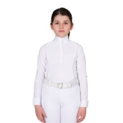 Equestro Polo da concorso bambina con traforatura Bianco