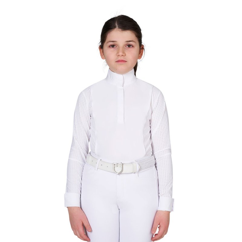 Equestro Polo da concorso bambina con traforatura Bianco