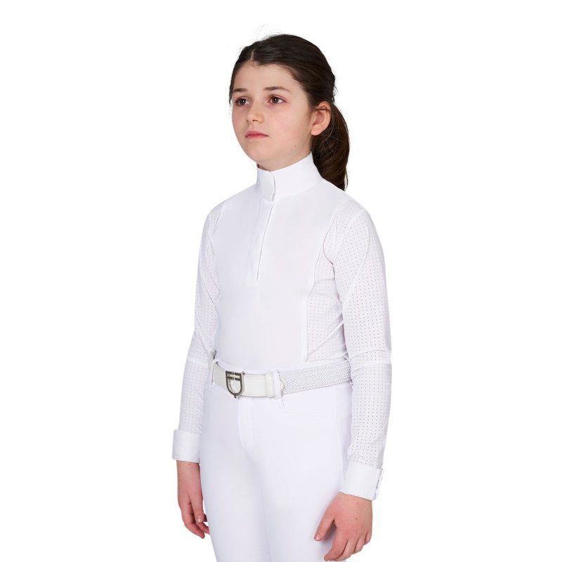 Equestro Polo da concorso bambina con traforatura Bianco