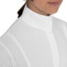 Equestro Polo da concorso bambina a manica corta con inserti mesh Bianco