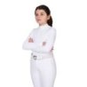 Equestro Polo da concorso bambina con inserti micromesh Bianco