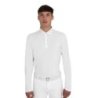 Equestro Polo da concorso uomo con inserti in mesh e a costine Bianco