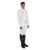 Equestro Polo da concorso uomo con inserti in mesh e a costine Bianco