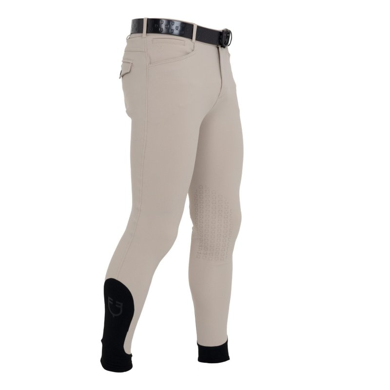 Equestro Pantaloni uomo slim fit con grip al ginocchio Tortora