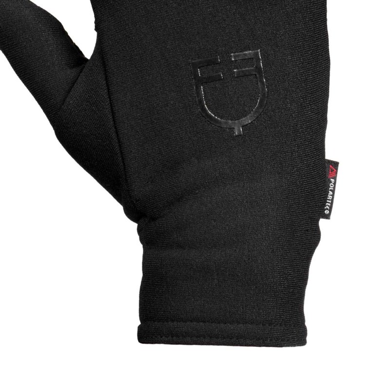 Equestro Guanti Polartech Stretch Pro unisex con interno in pile Nero