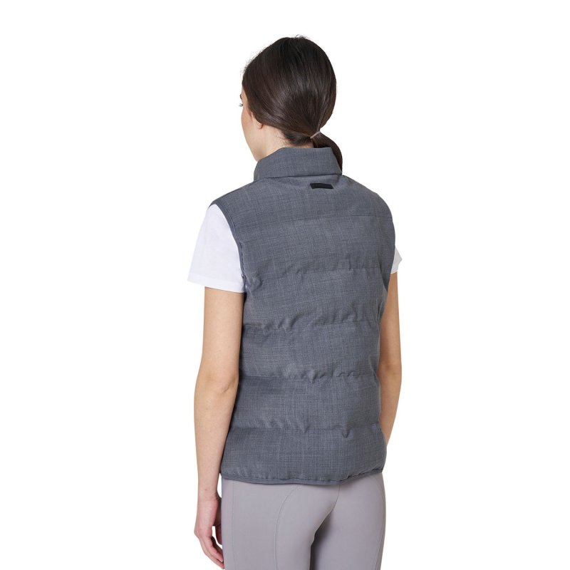 Equestro Smanicato donna trapuntato in lana Grigio