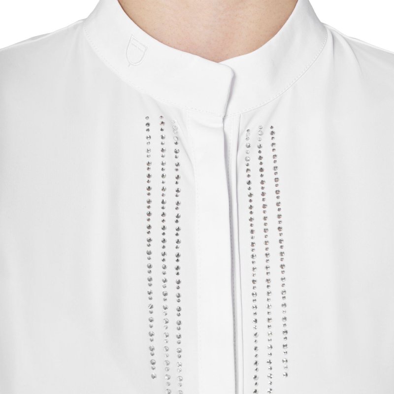 Equestro Polo da concorso da donna a camicia con strass Bianco