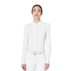 Equestro Polo da concorso donna a camicia con inserti in mesh Bianco