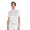 Equestro Polo da concorso donna con inserti in tulle Bianco
