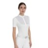 Equestro Polo da concorso donna con inserti in tulle Bianco