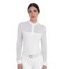Equestro Polo da concorso donna maniche lunghe con tulle Bianco