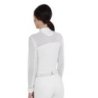 Equestro Polo da concorso donna maniche lunghe con tulle Bianco