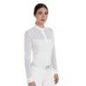 Equestro Polo da concorso donna maniche lunghe con tulle Bianco