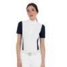 Equestro Polo da concorso donna manica corta con inserti in mesh Blu Navy