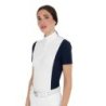 Equestro Polo da concorso donna manica corta con inserti in mesh Blu Navy