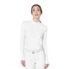 Equestro Polo da concorso donna basic con inserti in mesh Bianco