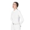 Equestro Polo da concorso donna basic con inserti in mesh Bianco