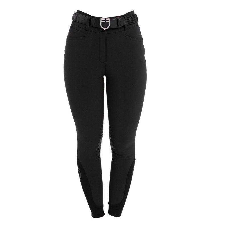 Equestro Pantaloni donna vita alta con grip al ginocchio Nero