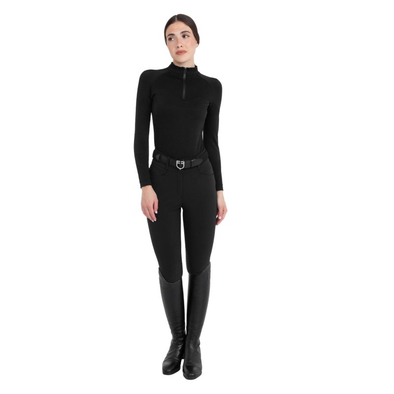 Equestro Pantaloni donna vita alta con grip al ginocchio Nero