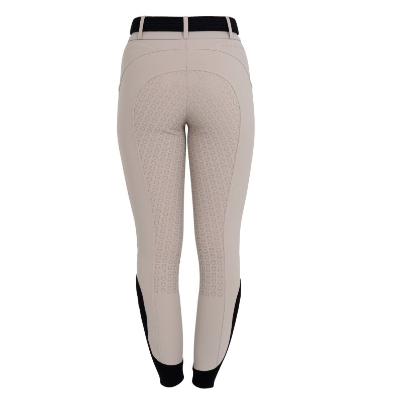 Equestro Pantaloni donna full grip vita alta in tessuto tecnico bi-stretch Tortora