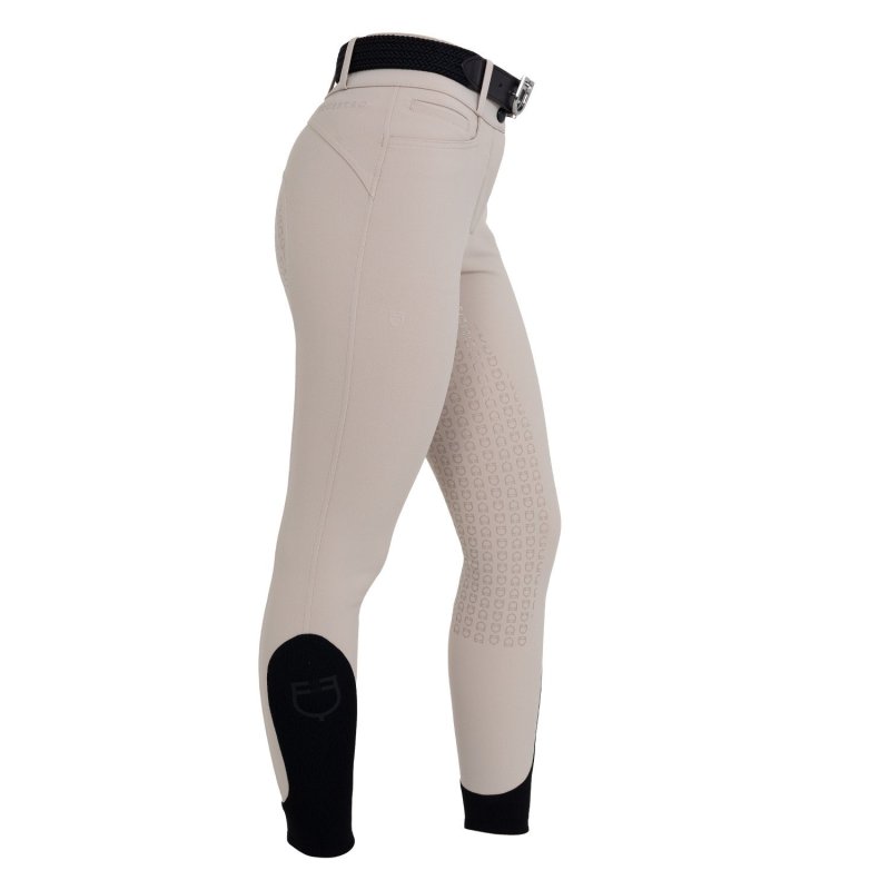 Equestro Pantaloni donna full grip vita alta in tessuto tecnico bi-stretch Tortora