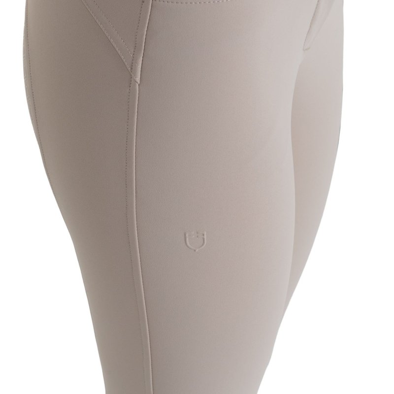 Equestro Pantaloni donna full grip vita alta in tessuto tecnico bi-stretch Tortora