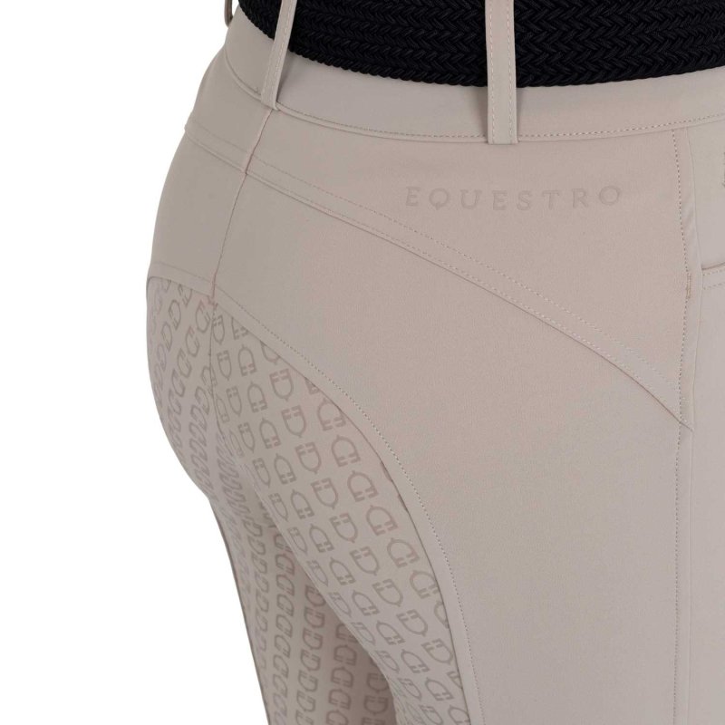 Equestro Pantaloni donna full grip vita alta in tessuto tecnico bi-stretch Tortora