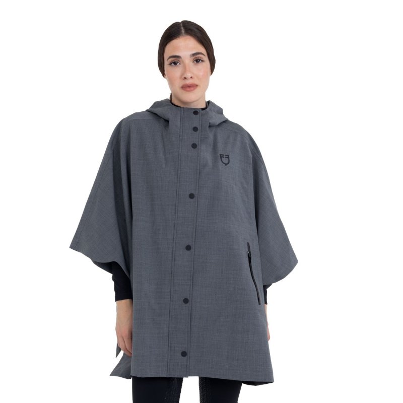 Equestro Mantella donna anti pioggia in misto lana Grigio