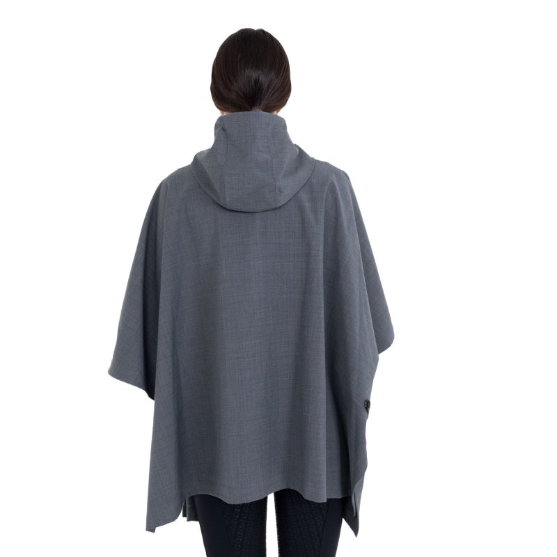 Equestro Mantella donna anti pioggia in misto lana Grigio