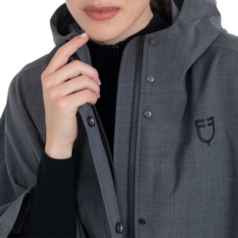 Equestro Mantella donna anti pioggia in misto lana Grigio