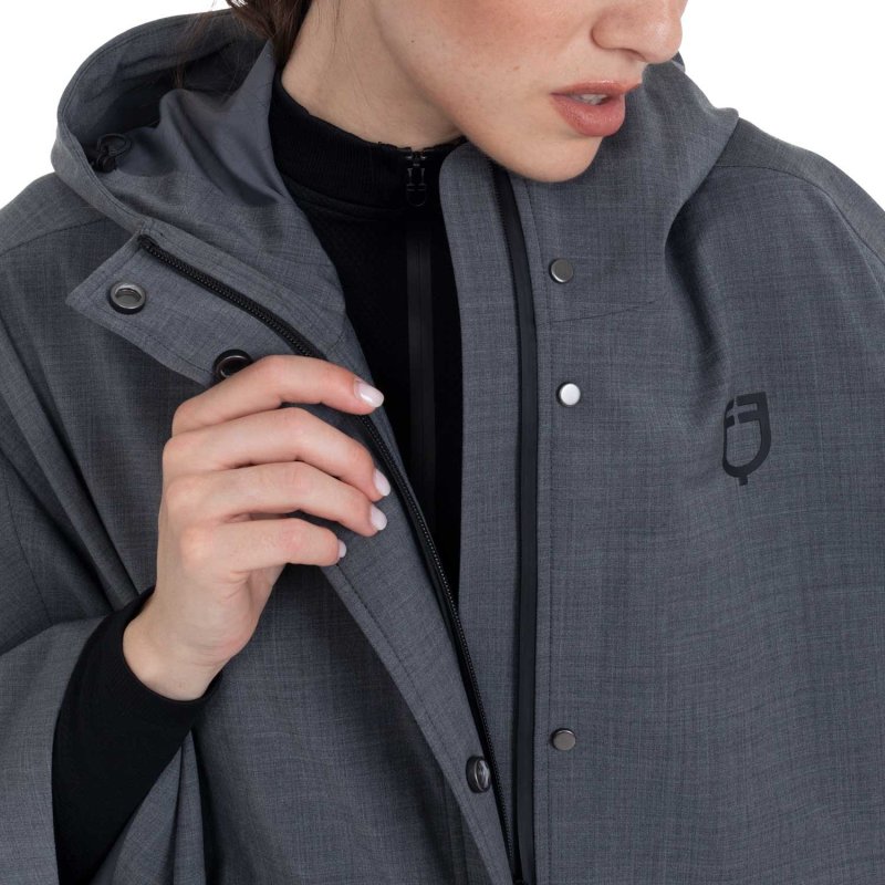 Equestro Mantella donna anti pioggia in misto lana Grigio