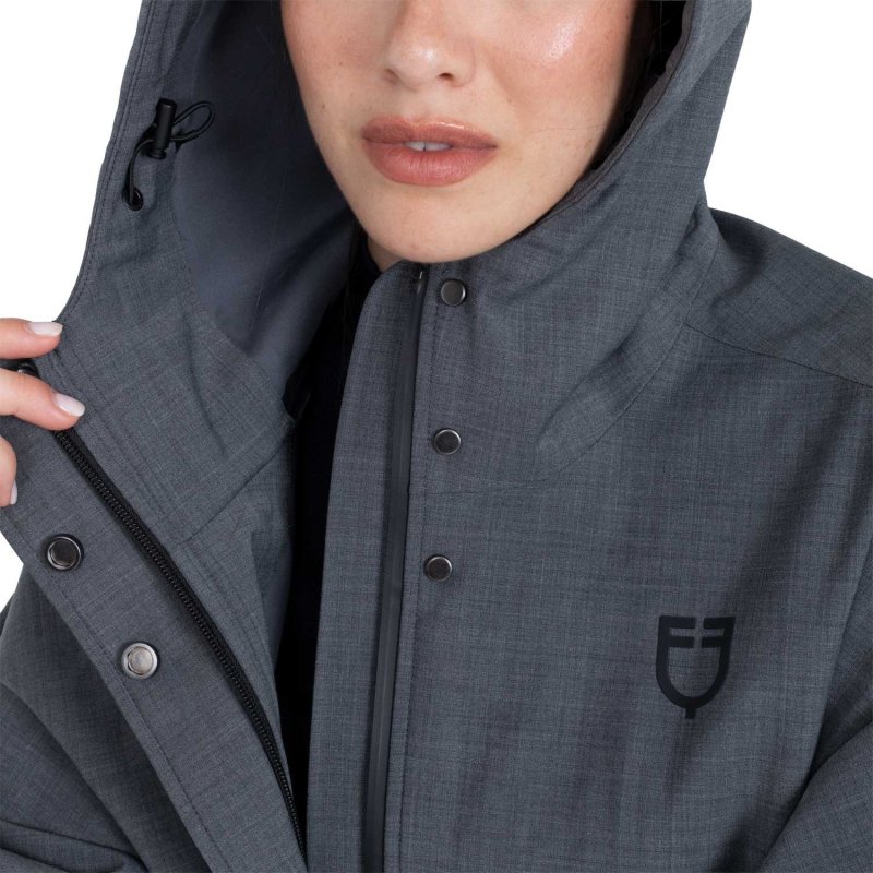 Equestro Mantella donna anti pioggia in misto lana Grigio