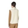 Equestro Smanicato donna in pile teddy con tasca frontale Ecru