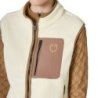 Equestro Smanicato donna in pile teddy con tasca frontale Ecru