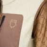Equestro Smanicato donna in pile teddy con tasca frontale Ecru