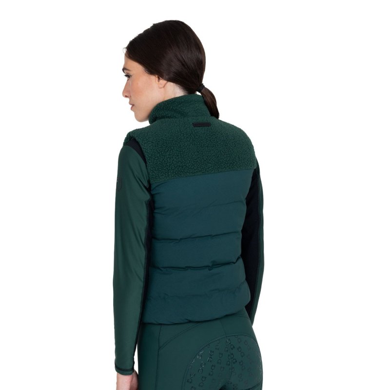 Equestro Smanicato donna con inserti in pile teddy Verde Foresta
