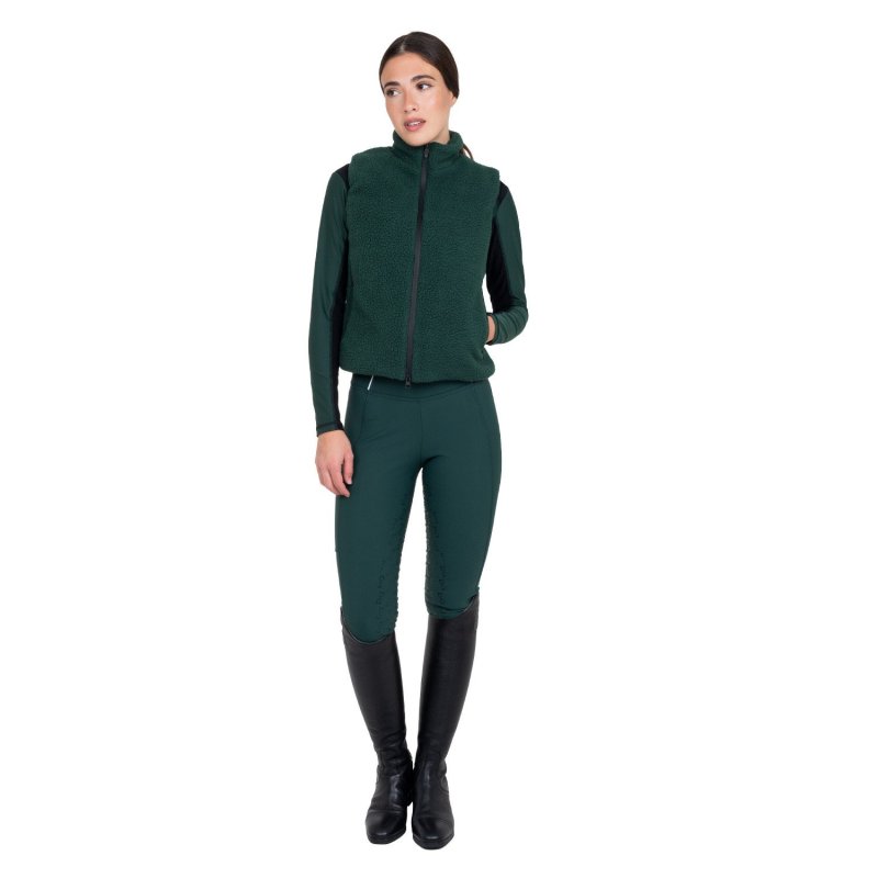 Equestro Smanicato donna con inserti in pile teddy Verde Foresta