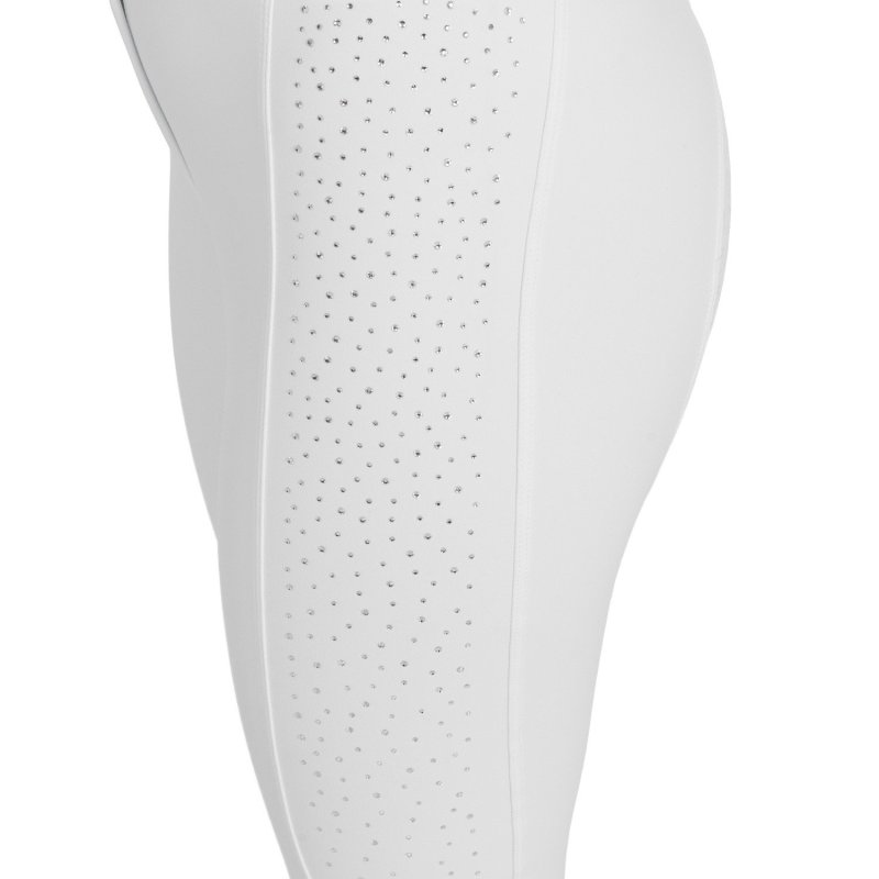 Equestro Pantaloni donna vita alta full grip con strass Bianco