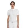 Equestro Polo da concorso donna manica corta con strass Bianco