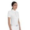 Equestro Polo da concorso donna manica corta con strass Bianco
