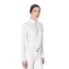 Equestro Polo da concorso da donna a manica lunga con strass Bianco