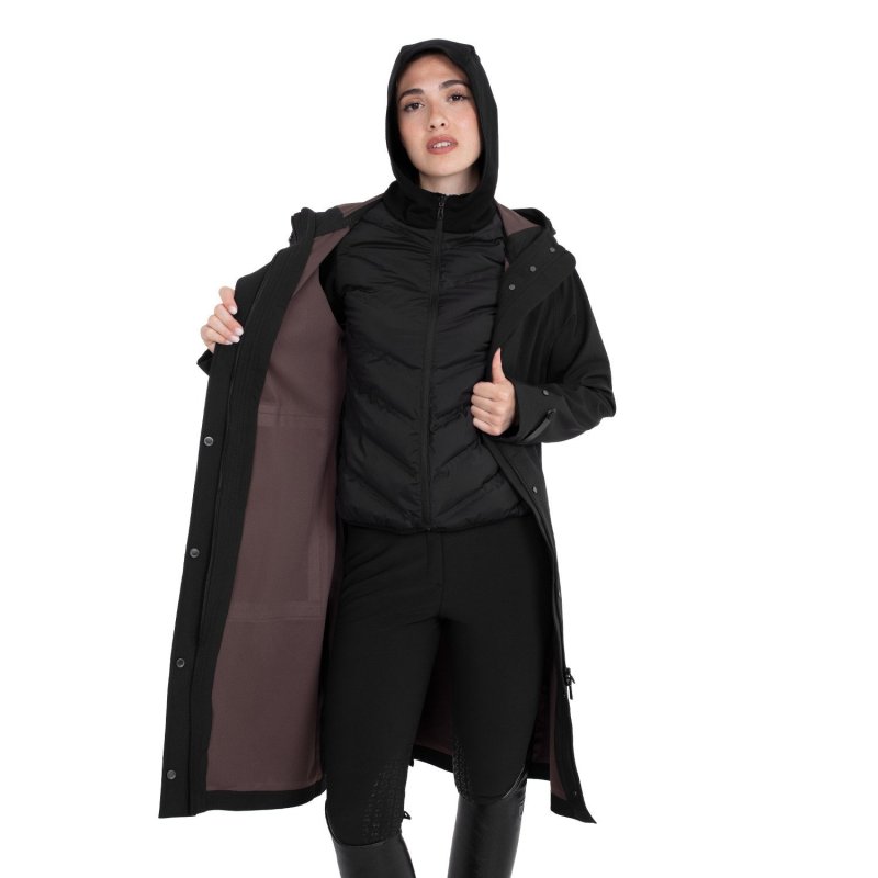 Equestro Softshell lungo donna con apertura posteriore Nero