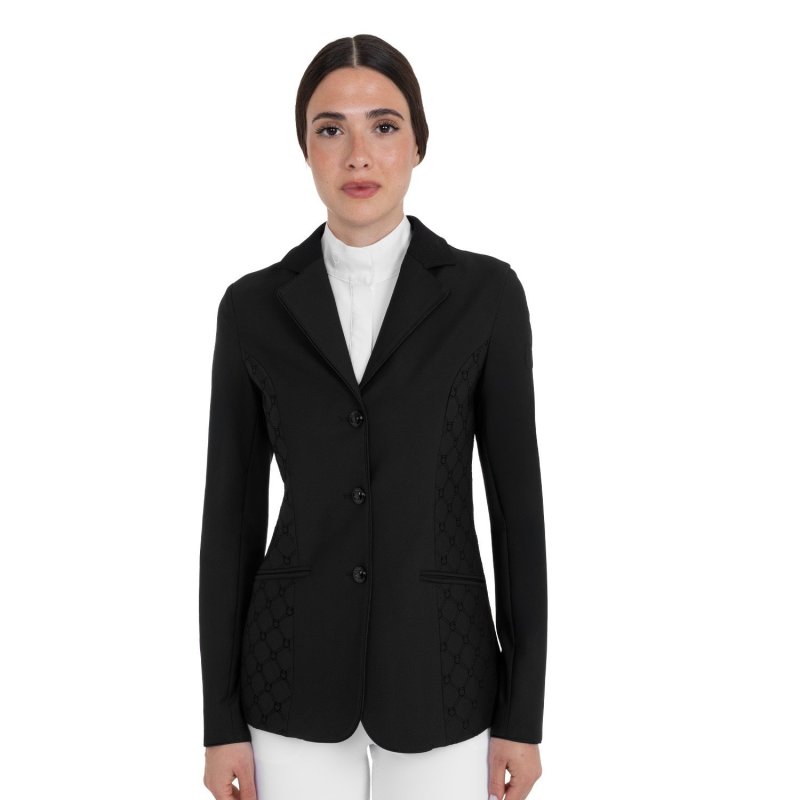 Equestro Giacca da concorso donna monogram in tessuto effetto velluto Nero