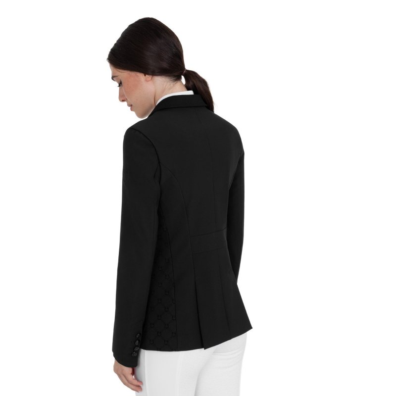Equestro Giacca da concorso donna monogram in tessuto effetto velluto Nero