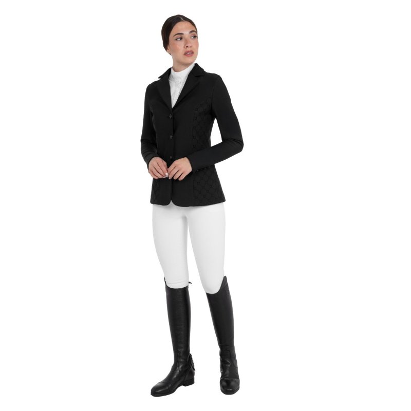 Equestro Giacca da concorso donna monogram in tessuto effetto velluto Nero