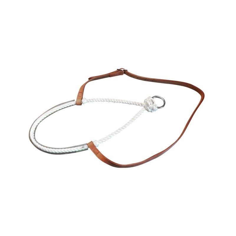 Pool's Equitazione Noseband western in rawhide con anello Marrone