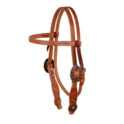Berlin Custom Leather Testiera Western con borchie rame e concho a diamante
