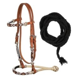Pool's Equitazione Briglia bosal con decorazioni in perline del sud-ovest e redini mecate in cotone