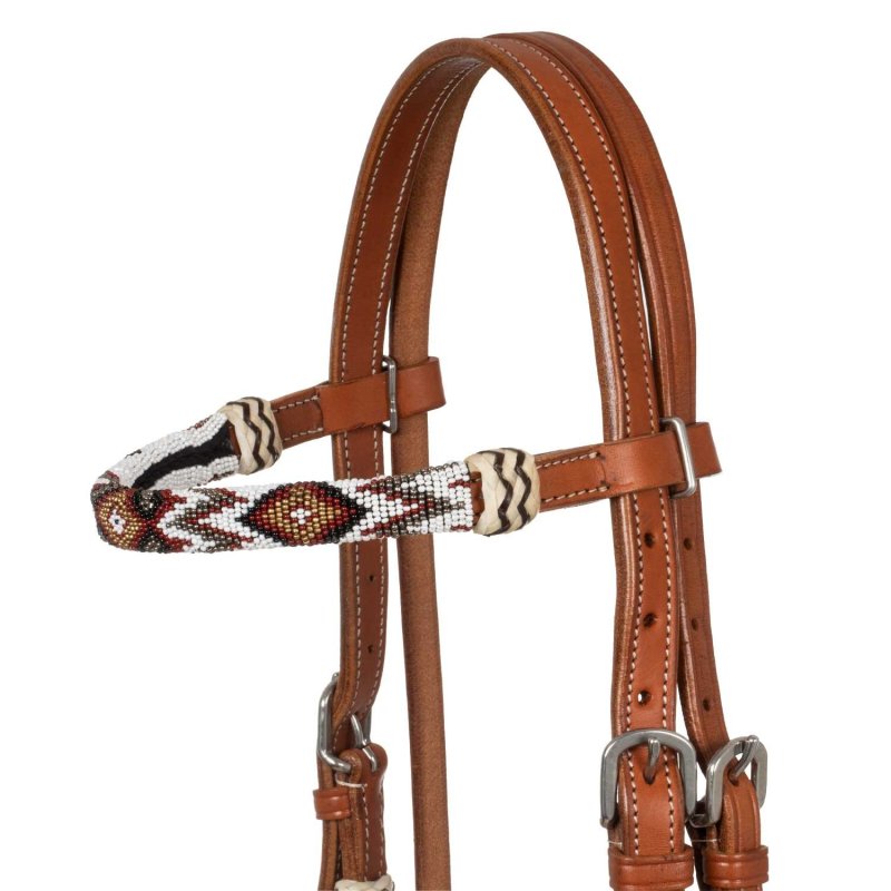 Pool's Equitazione Briglia bosal con decorazioni in perline del sud-ovest e redini mecate in cotone